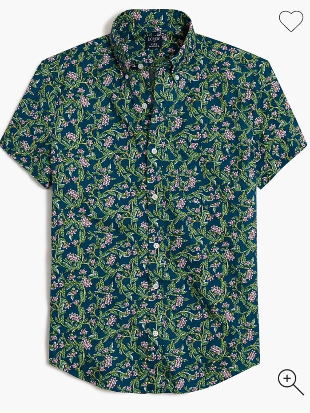 J.Crew Printed Short-Sleeve Slim Flex Casual Shirt (Size L)